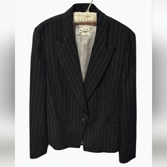 Womens Vintage Escada By Margaretha Ley  Black Striped Women's Blazer Sz 10/12 - Picture 2 of 11